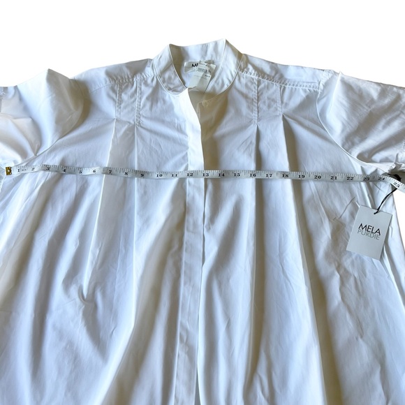 Mela Purdie SS Tuck Shirt White Button Down Blouse Size Medium relaxed - Picture 14 of 16